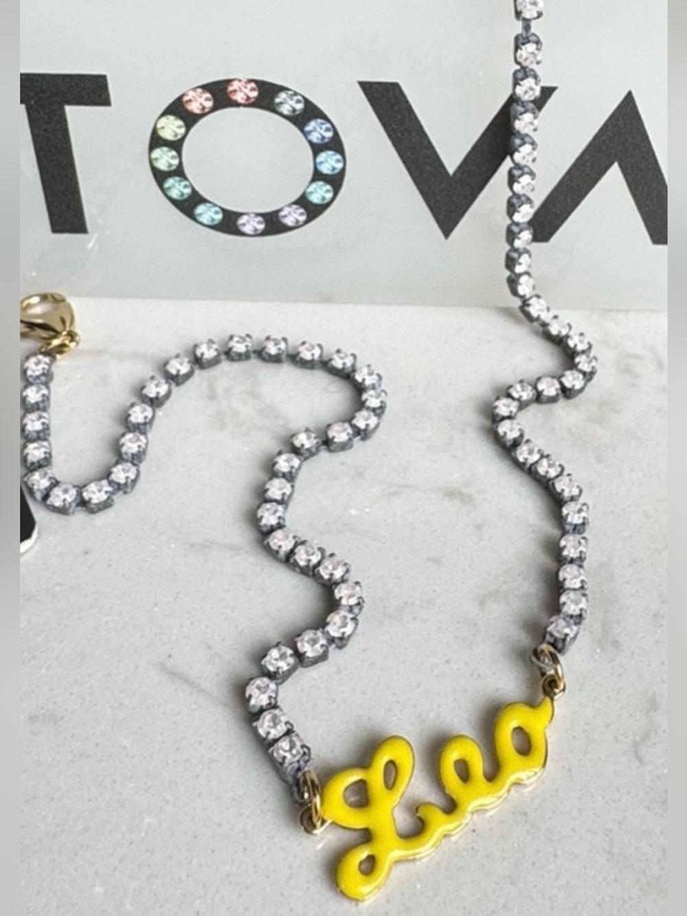 TOVA Horoscope LEO Crystal necklace 
Yellow with soft lilac
